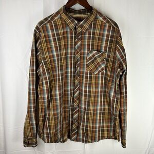 Marmot Shirt Adult 2XL Brown Tartan Plaid Button Up Lightweight Organic Cotton